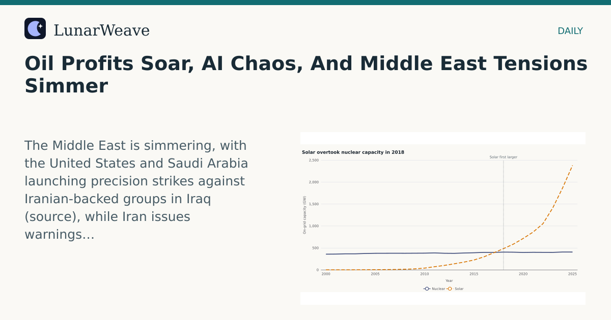 Social card preview: Oil Profits Soar, AI Chaos, And Middle East Tensions Simmer