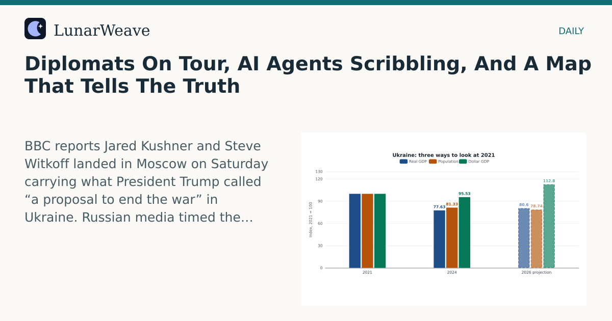 Social card preview: Diplomats On Tour, AI Agents Scribbling, And A Map That Tells The Truth