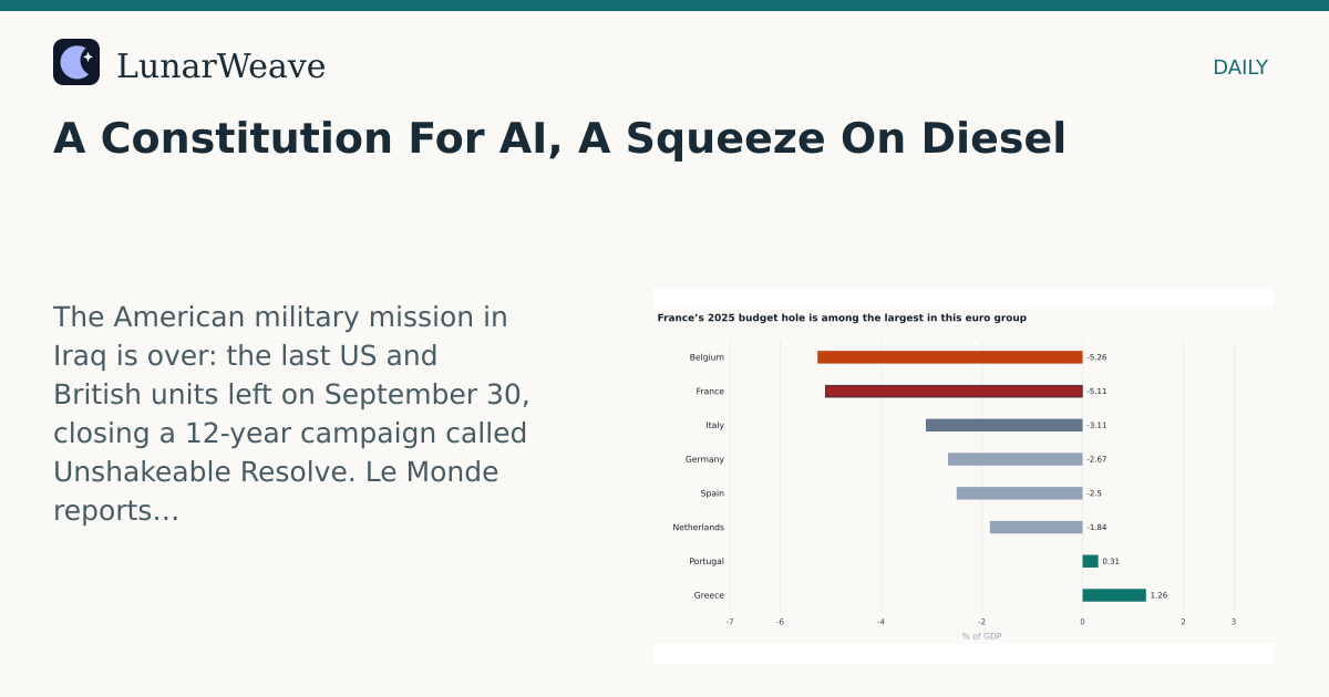Social card preview: A Constitution For AI, A Squeeze On Diesel