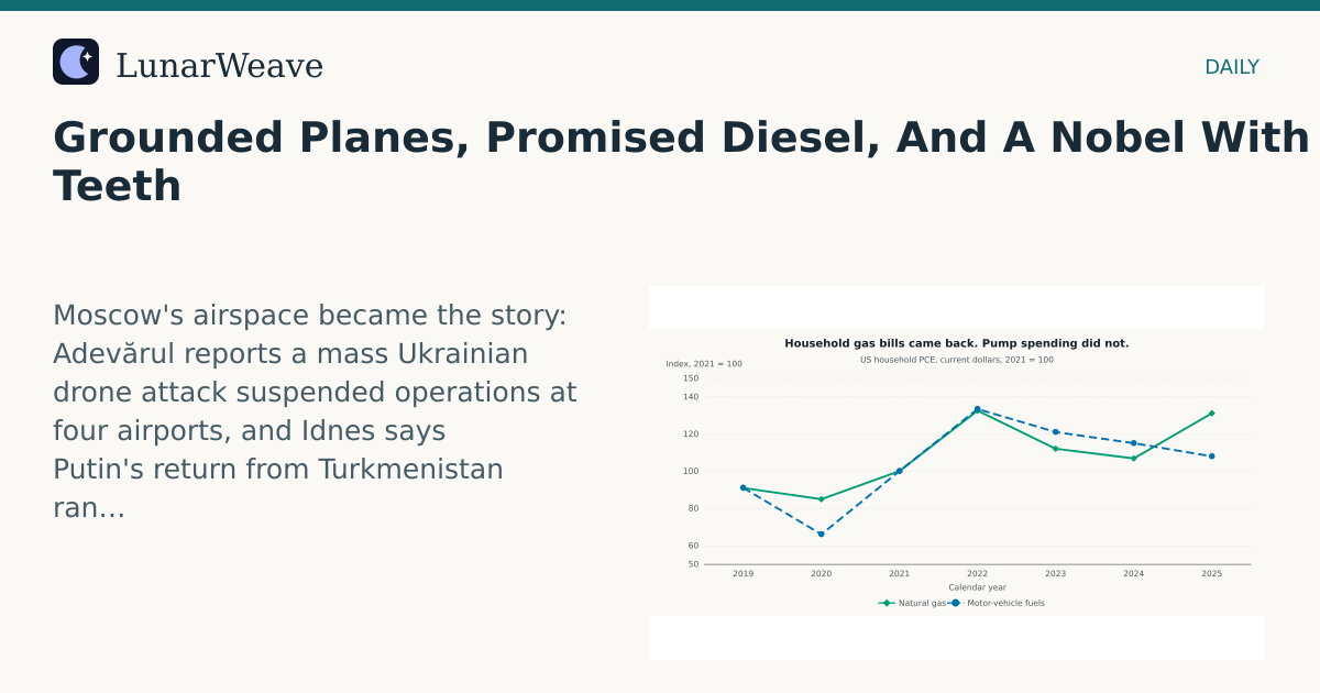 Social card preview: Grounded Planes, Promised Diesel, And A Nobel With Teeth