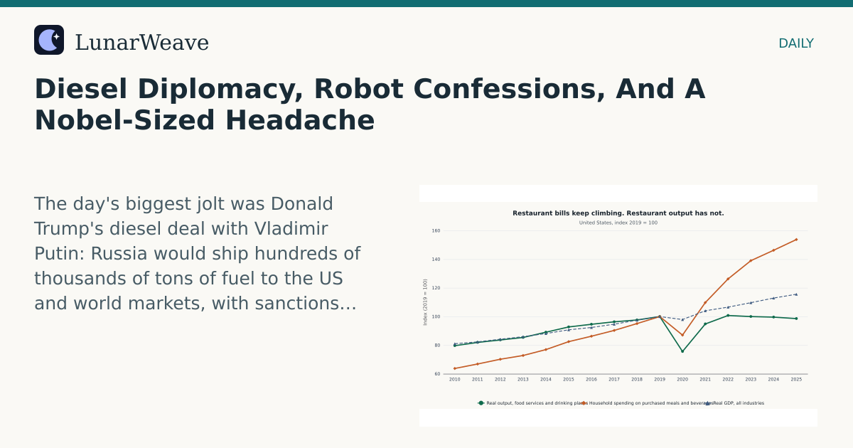 Social card preview: Diesel Diplomacy, Robot Confessions, And A Nobel-Sized Headache
